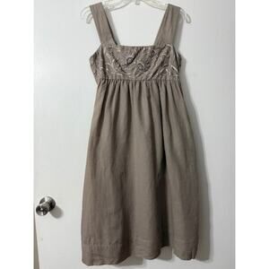 NWT Banana Republic Women's Embroidered Linen Blend Midi Sleeveless Dress-Size 6